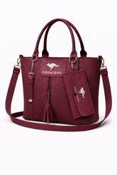 STYLE CARRY Classic Tassel Tote Bag – Burgundy