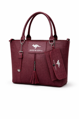 STYLE CARRY Classic Tassel Tote Bag – Burgundy