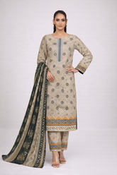 Edenrobe Allure Summer 3PCS Lawn Suit – Beige Print