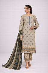 Edenrobe Allure Summer 3PCS Lawn Suit – Beige Print