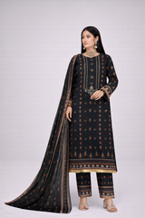 Edenrobe Allure Summer 3PCS Lawn Suit – Black Print