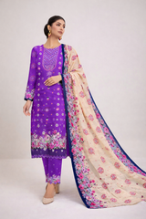 Edenrobe Allure Summer 3PCS Lawn Suit – Purple Print