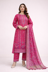Edenrobe Allure Summer 3PC Unstitched Lawn Suit (Pink Printed)