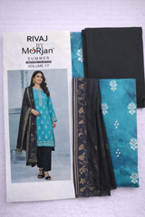 MorJan 3PC Printed Suit with Black Dupatta