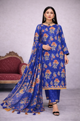 MorJan Blue Floral 3PC Unstitched Suit