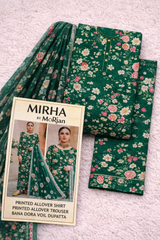 MorJan Green Floral 3PC Unstitched Suit