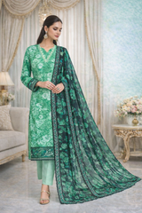 Morjan 3PCS Collection – Green Floral Lawn Suit