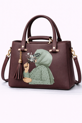 SC Floral Hijab Girl Structured Handbag – Brown