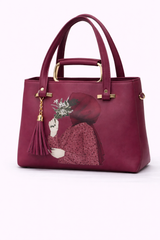 SC Floral Hijab Girl Structured Handbag – Burgundy