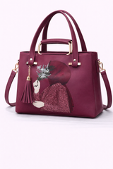 SC Floral Hijab Girl Structured Handbag – Burgundy
