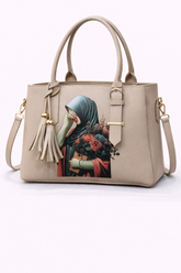STYLE CARRY Floral Hijab Girl Tote Bag – Beige