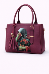 STYLE CARRY Floral Hijab Girl Tote Bag – Burgundy