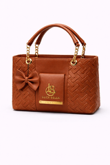 STYLE CARRY Luce Bella Bow Chain Tote Bag – Brown