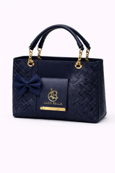 STYLE CARRY Luce Bella Bow Chain Tote Bag – Navy Blue