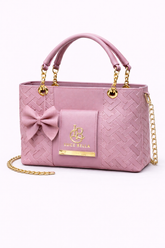 STYLE CARRY Luce Bella Bow Chain Tote Bag – Pink