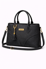 STYLE CARRY Tassel Structured Tote Bag – Black