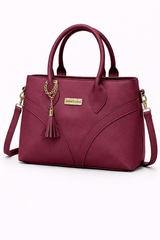 STYLE CARRY Tassel Structured Tote Bag – Burgundy