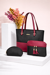 SC Trio Tote Set – Black & Maroon