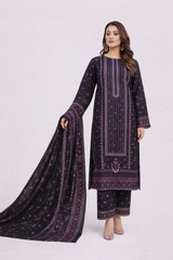 Edenrobe Allure Summer 3PC BlackPurple Printed Lawn