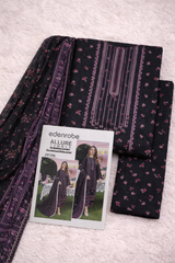 Edenrobe Allure Summer 3PC BlackPurple Printed Lawn