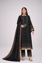 Edenrobe Allure Summer 3PCS Lawn Suit – Black Print