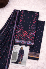Edenrobe Allure Summer 3PCS Lawn Suit – Navy Blue Print