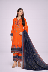 Edenrobe Allure Summer 3PCS Lawn Suit – Orange Print
