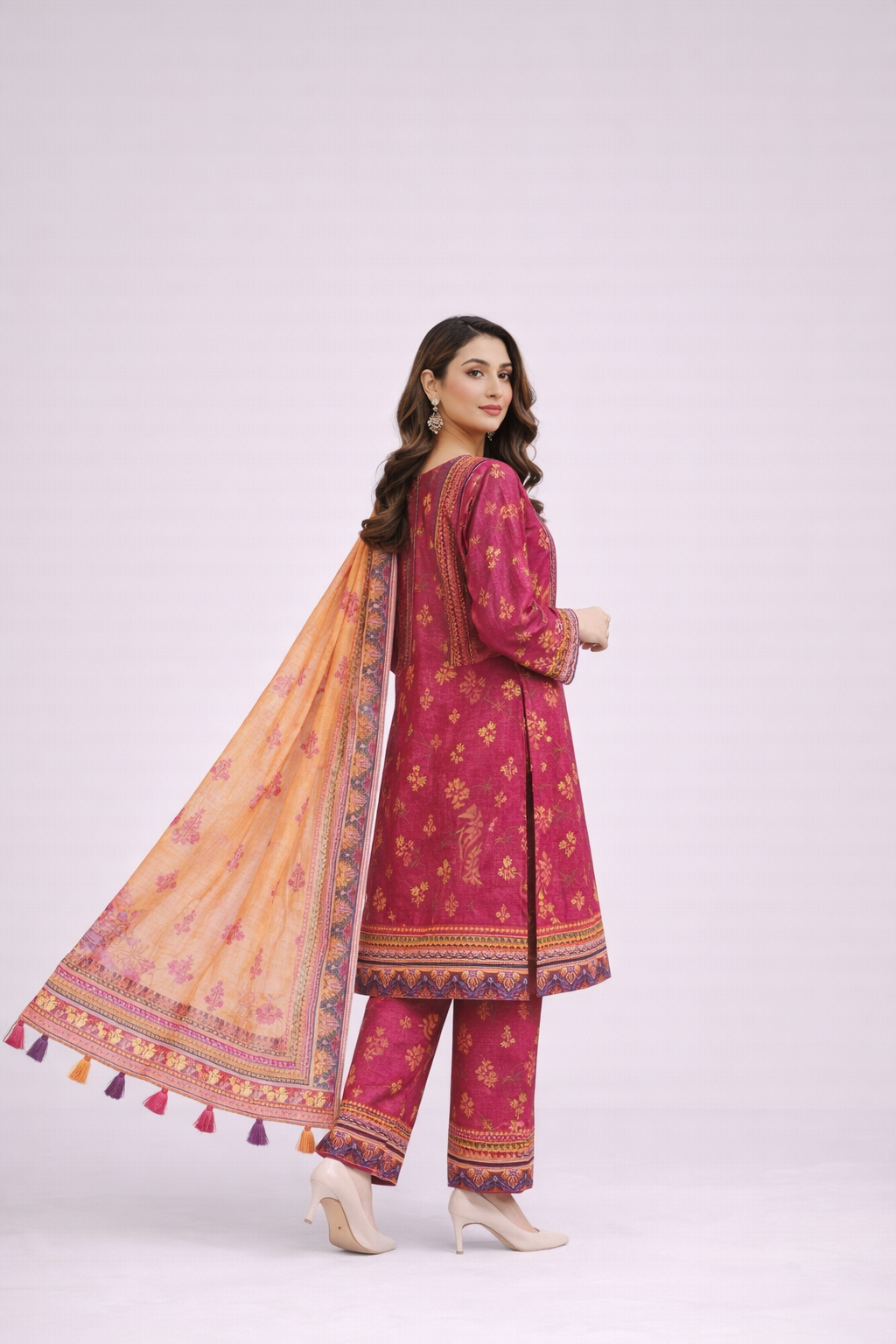 Edenrobe Allure Summer 3PC Suit – Magenta