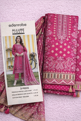 Edenrobe Allure Summer 3PC Unstitched Lawn Suit  (Pink Printed)