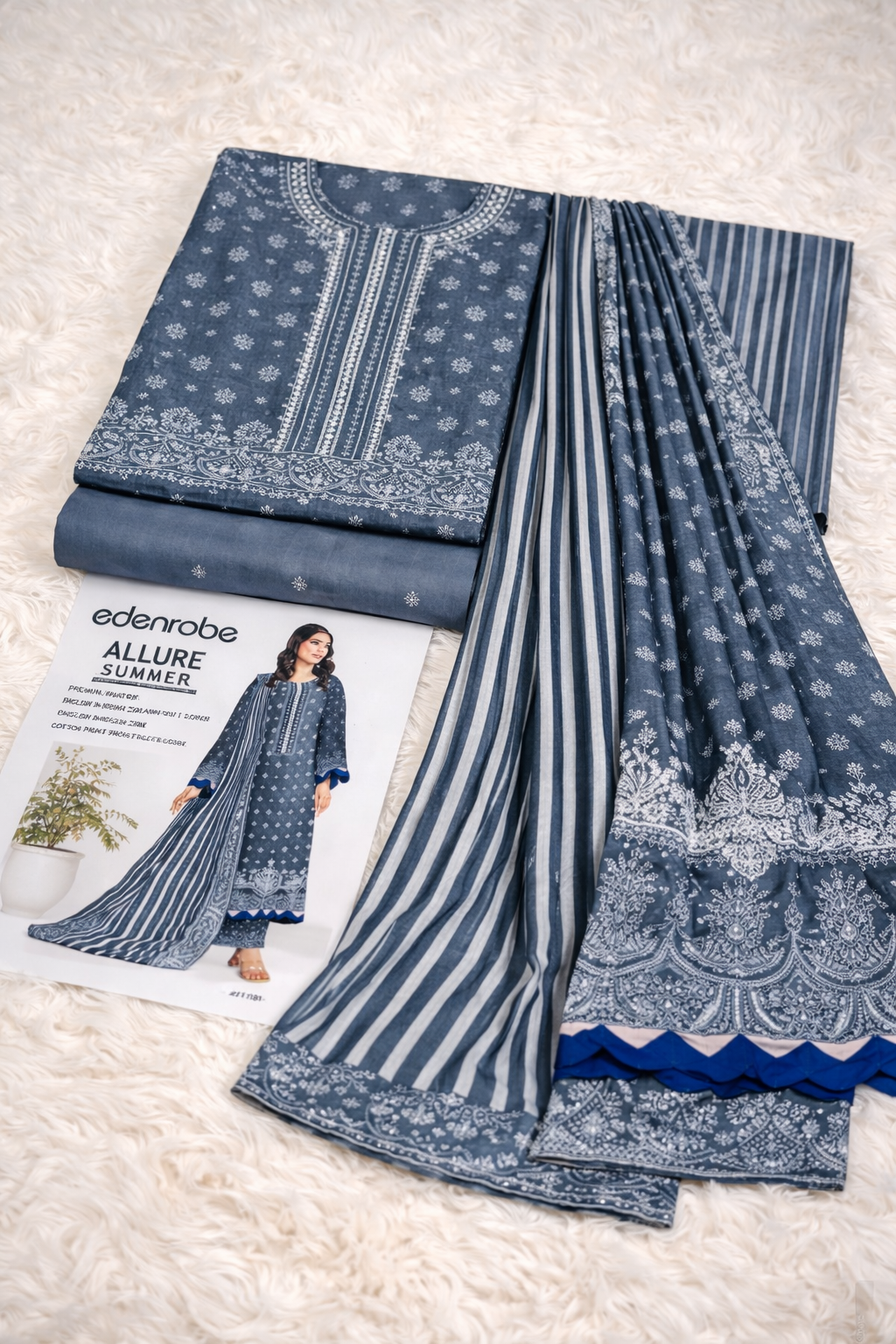 Edenrobe Allure Summer Premium 3PCS – Classic Slate Blue