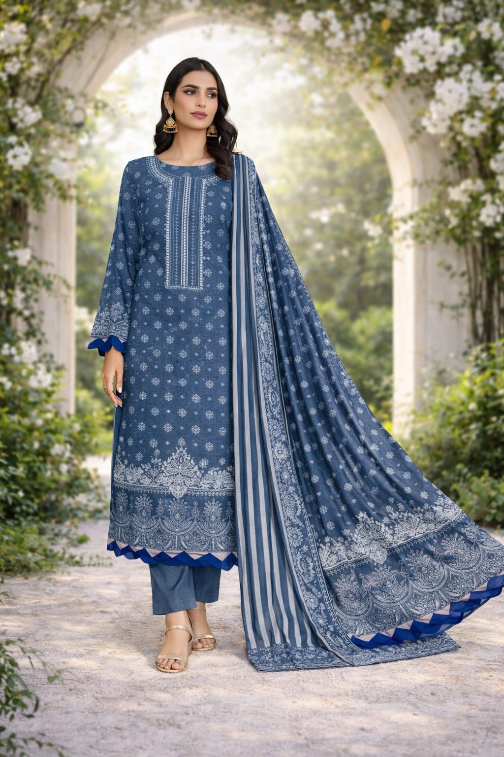 Edenrobe Allure Summer Premium 3PCS – Classic Slate Blue