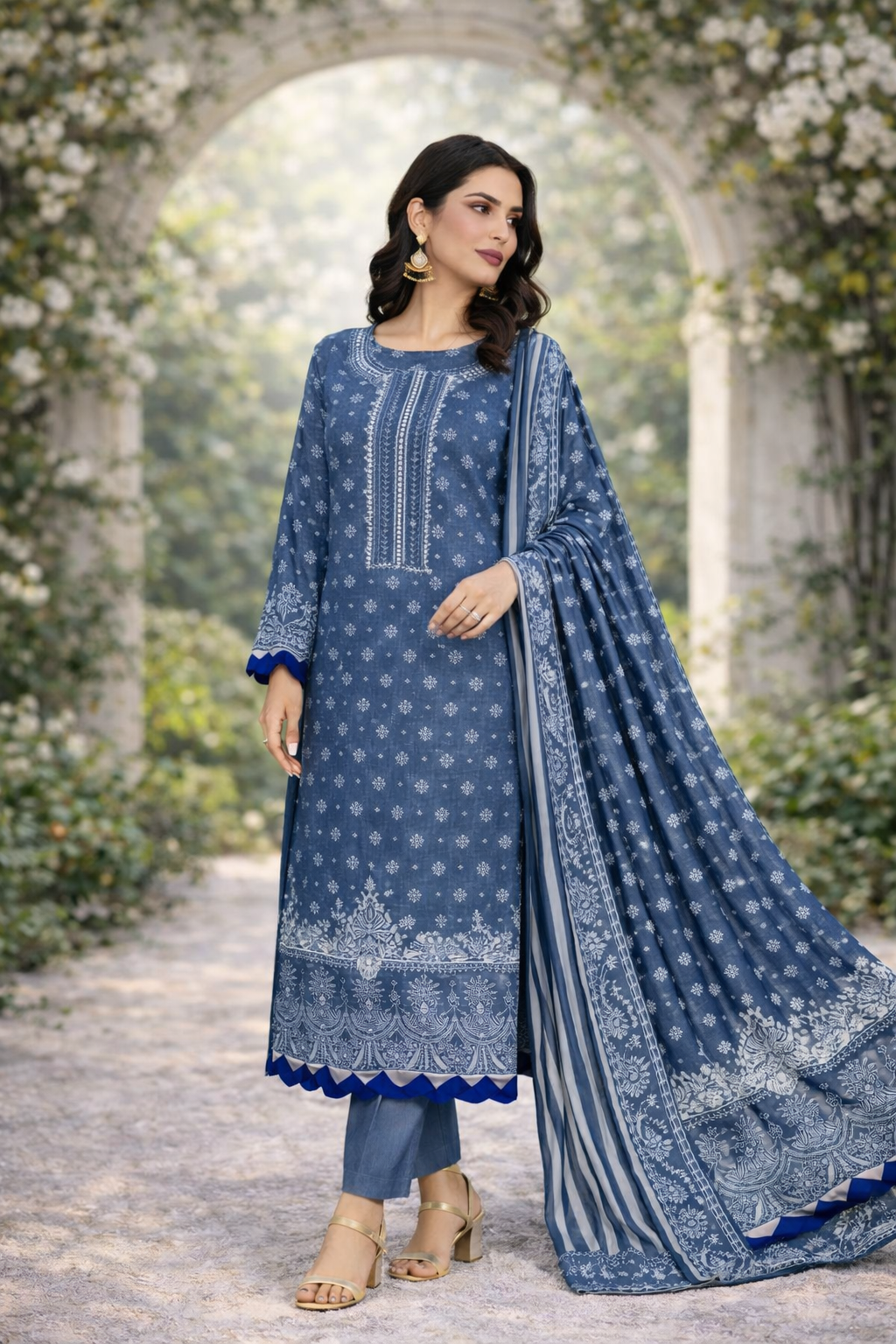 Edenrobe Allure Summer Premium 3PCS – Classic Slate Blue