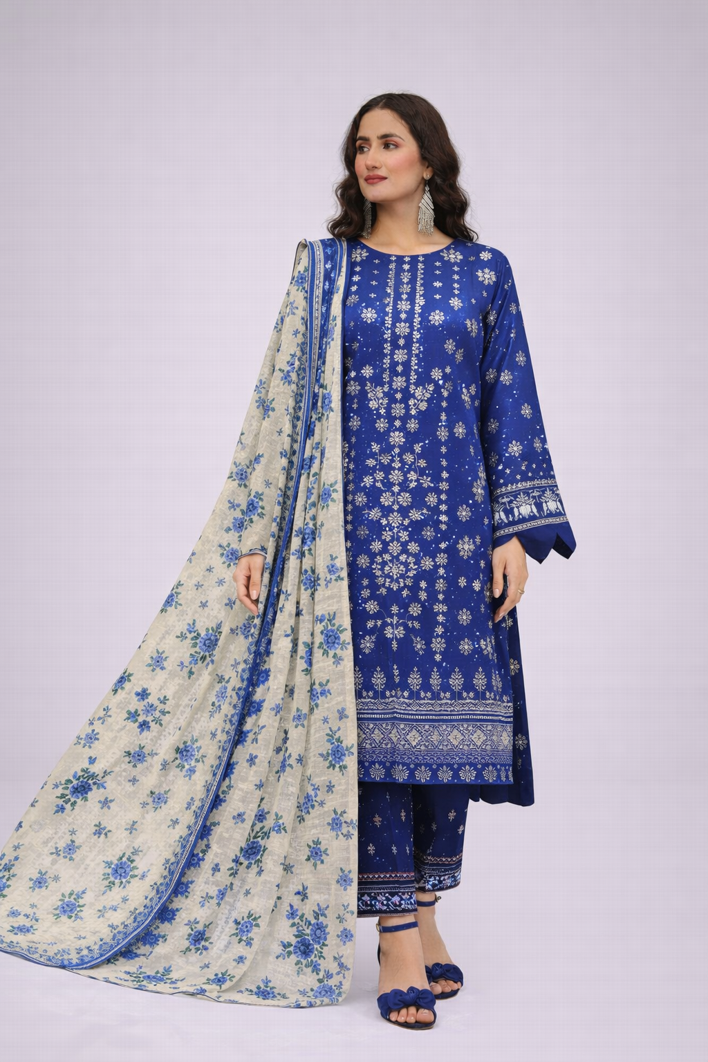 Edenrobe Allure Summer – Navy Blue Print