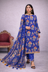 MorJan  Blue Floral 3PC Unstitched Suit