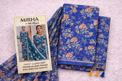 MorJan  Blue Floral 3PC Unstitched Suit