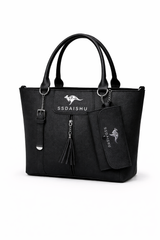 STYLE CARRY Classic Tassel Tote Bag – Black