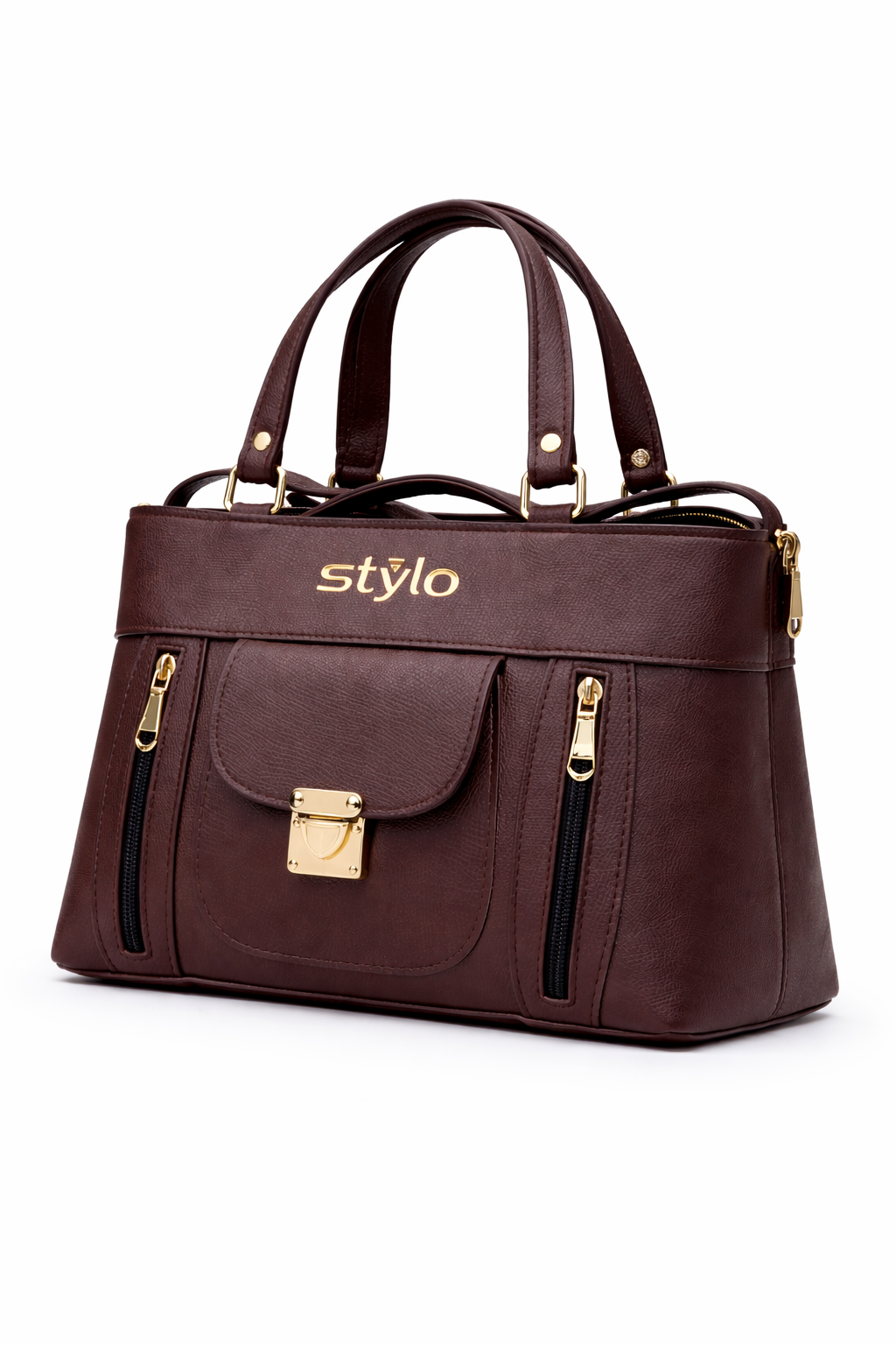 Stylo Classic Zip Handbag – Dark Brown