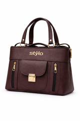 Stylo Classic Zip Handbag – Dark Brown