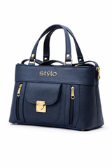 Stylo Classic Zip Handbag – Navy Blue