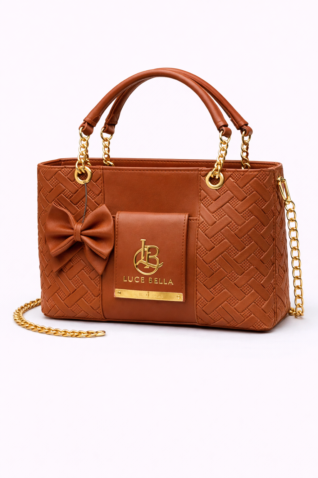 STYLE CARRY Luce Bella Bow Chain Tote Bag – Brown