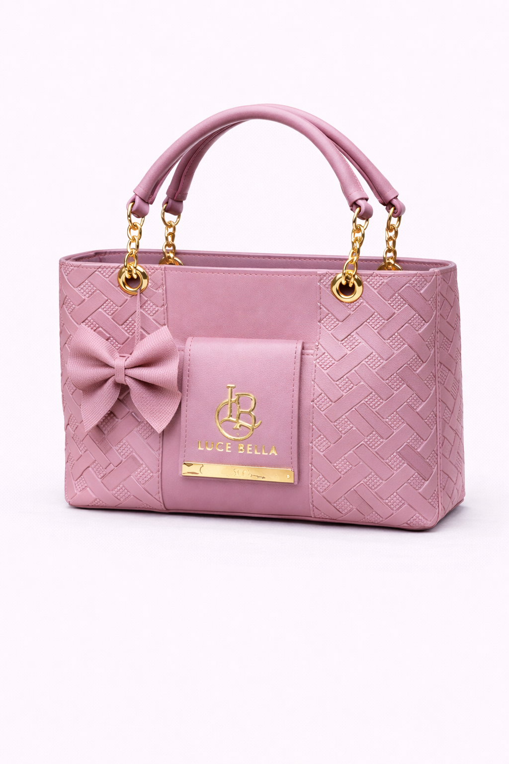 STYLE CARRY Luce Bella Bow Chain Tote Bag – Pink