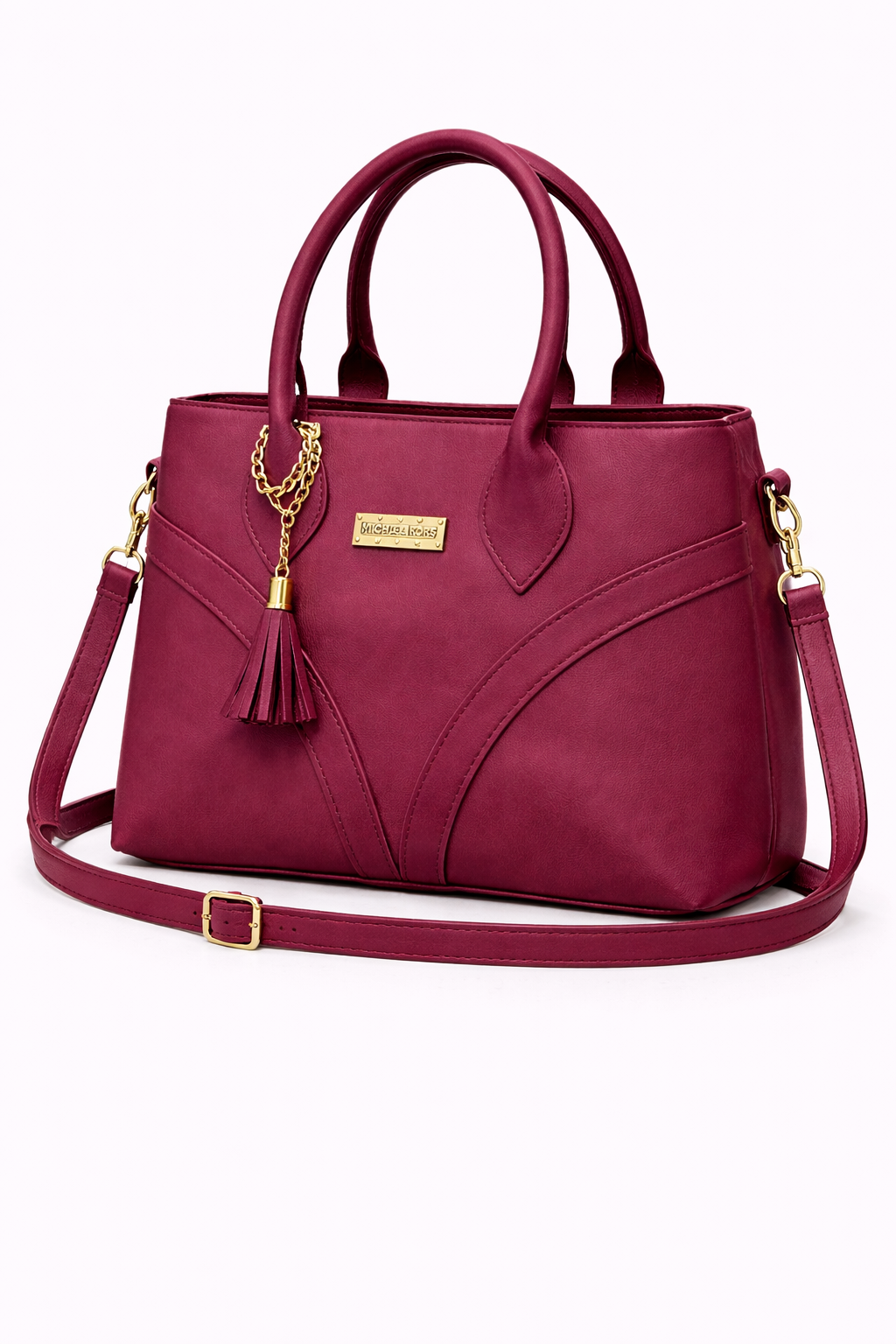 STYLE CARRY Tassel Structured Tote Bag – Burgundy