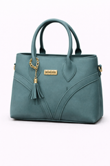 STYLE CARRY Tassel Structured Tote Bag – Teal